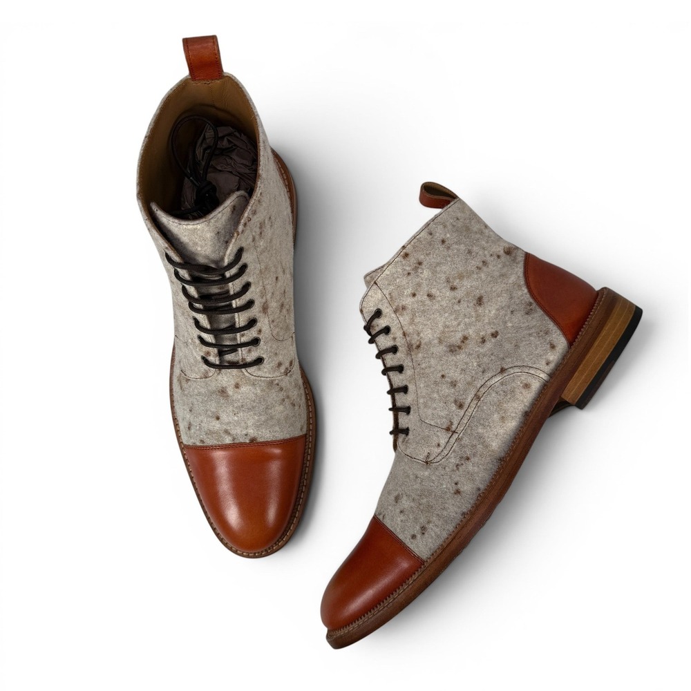 Taft Jack Boot Calico Wool Mens 12 EU 45 Leather Cap Toe Lace Up
